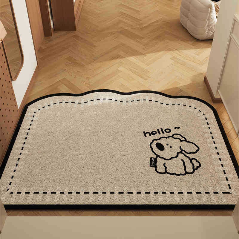 Long-eared Dog Set of 2 Cartoon PVC Coil Entrance Mats – Non-Slip Dirt Trapping Door Mats (50x80cm)