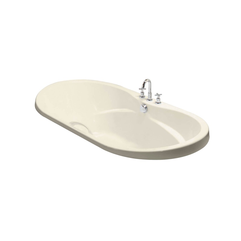 MAAX 102865-094-004 Living 6642 Acrylic Drop-in Center Drain Combined Hydromax & Aerofeel Bathtub in Bone