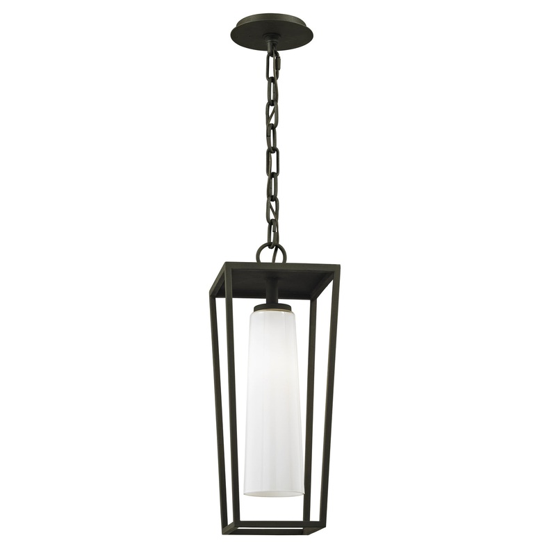 One Light Hanging Lantern from the Mission Beach Collection in Textured Black Finish by Troy Lighting