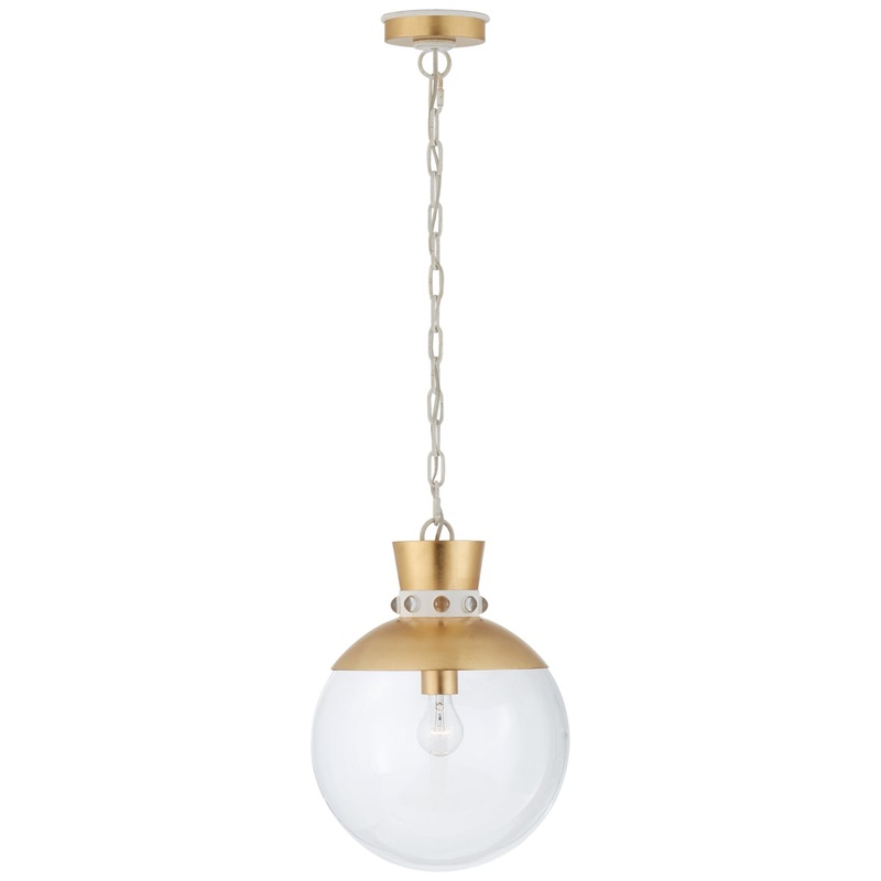 One Light Pendant from the Lucia Collection in Gild with White Finish by Visual Comfort Signature