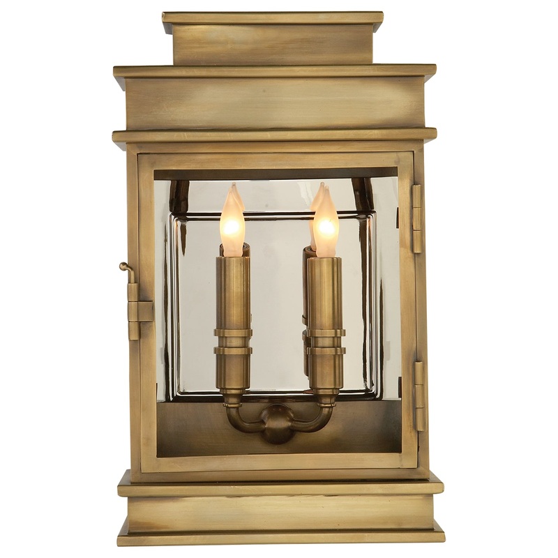 Two Light Linear Lantern from the Linear Lantern Collection in Antique-Burnished Brass Finish by Visual Comfort Signature