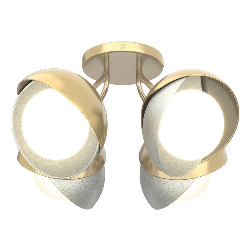 Brooklyn 4-Light Double Shade Semi-Flush Modern Brass Vintage Platinum