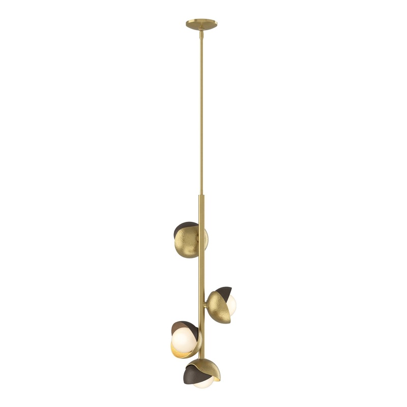 Brooklyn 4-Light Double Shade Vertical Pendant Modern Brass Bronze