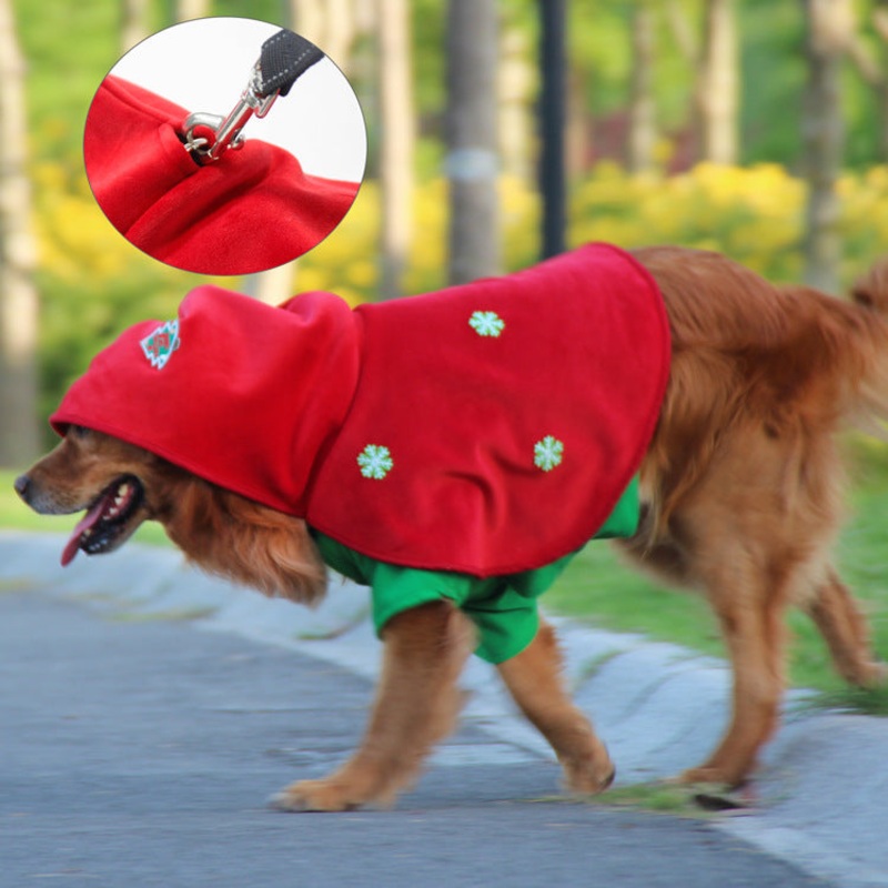 Christmas Dog Costume – Festive Hooded Cape & Green Jumpsuit Outfit (Size : XL)