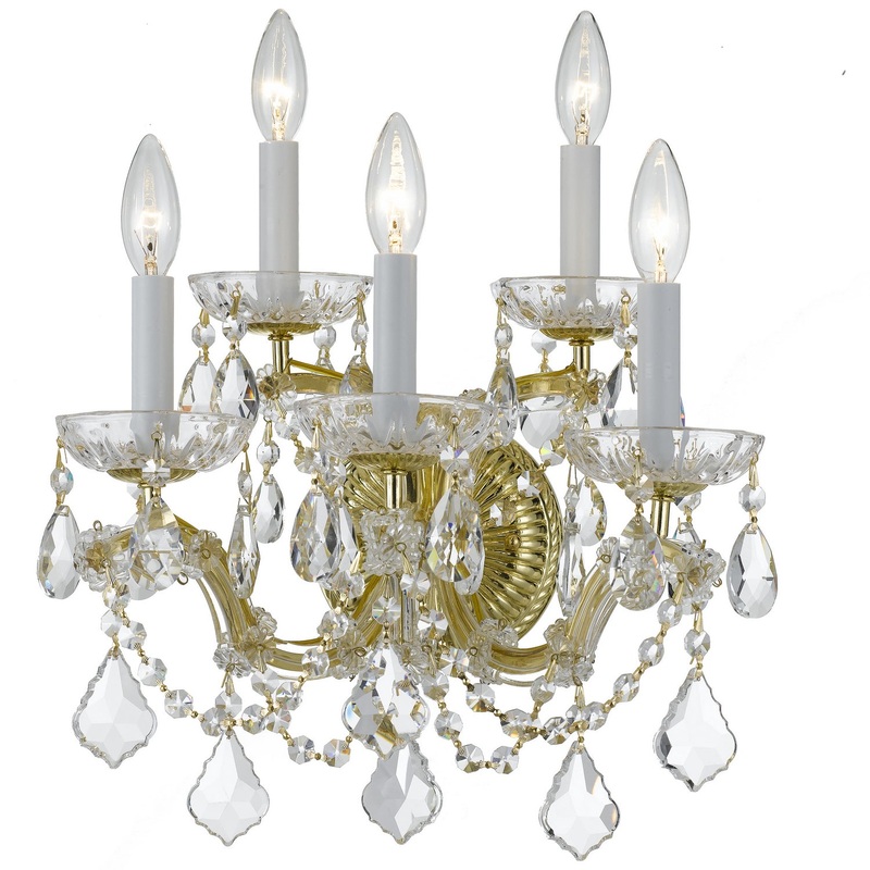 Crystorama 4404-GD-CL-S Maria Theresa Five Light Wall Sconce Gold
