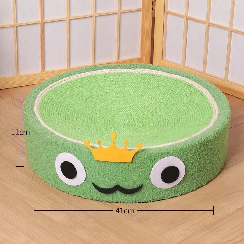 Cute Green Fabric Frog Cat Scratching Post and Lounger – 41cm Cat Scratch Proof Basin