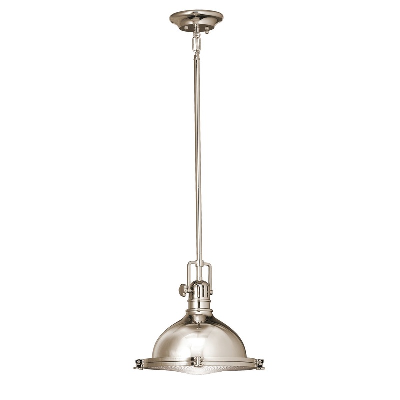 Kichler 2665PN One Light Pendant, Polished Nickel