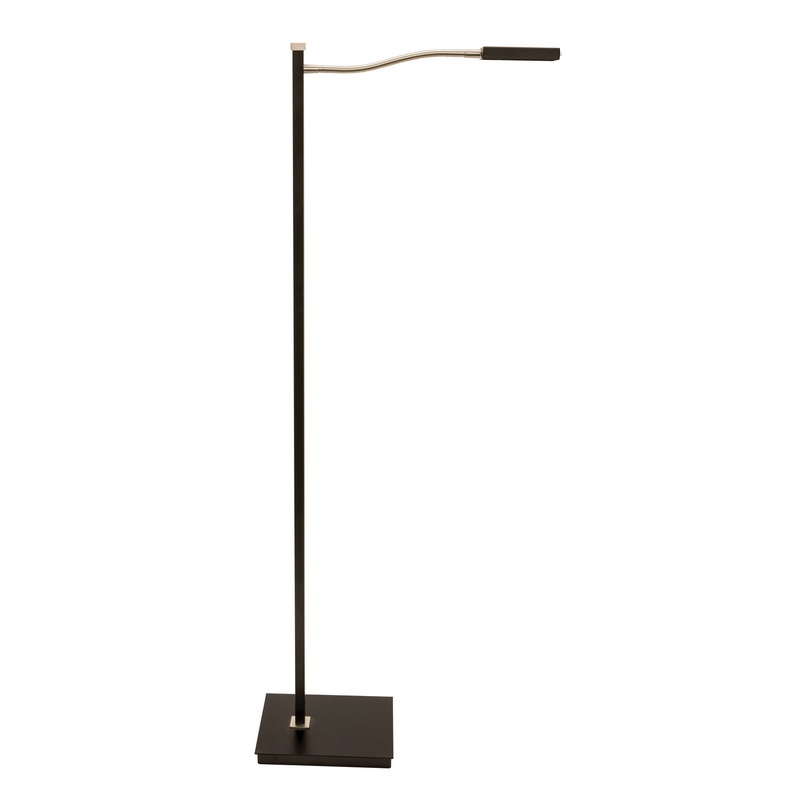 LED Floor Lamp from the Lewis Collection in Black With Satin Nickel Finish by House of Troy