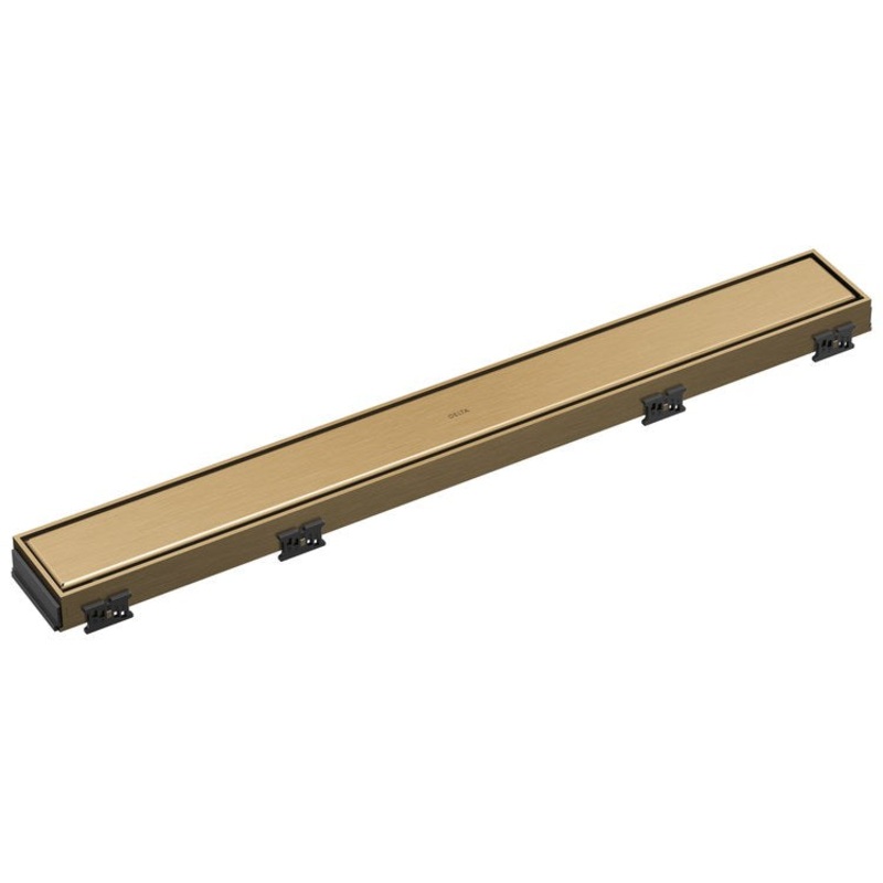 Linear Drain Trim Reversible with Dual Grate Installation 24 Inch Champagne Bronze Stainless Steel for Rough-In DR73240