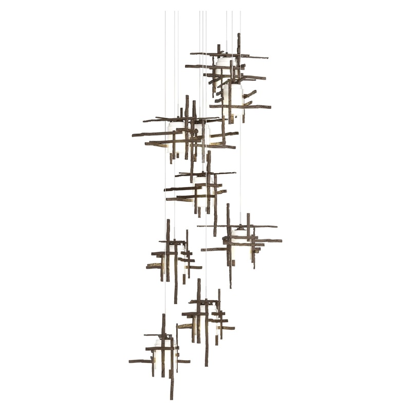 Tura 9-Light Frosted Glass Pendant Bronze
