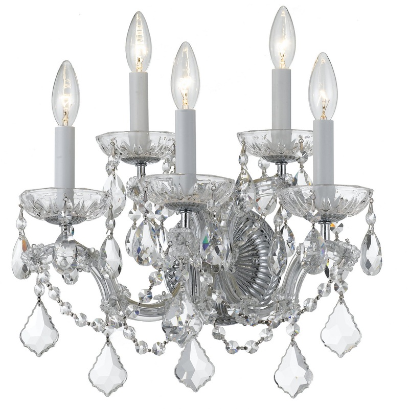 Crystorama 4404-CH-CL-S Maria Theresa Five Light Wall Sconce Polished Chrome