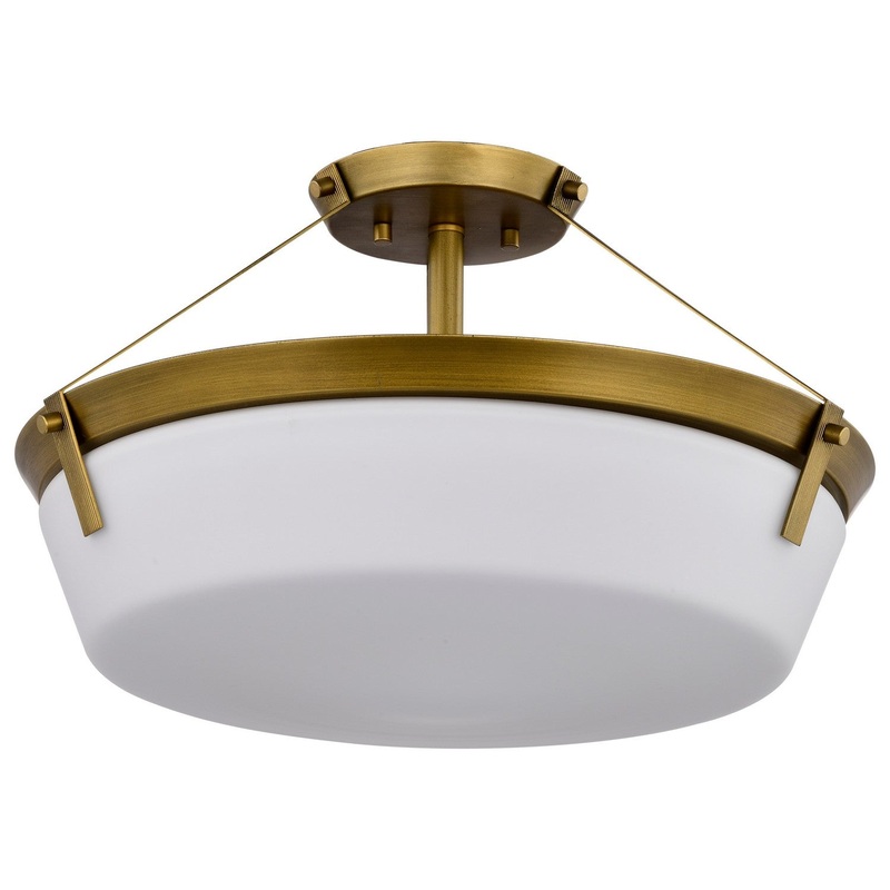 Four Light Semi Flush Mount from the Rowen Collection in Natural Brass Finish by Nuvo Lighting
