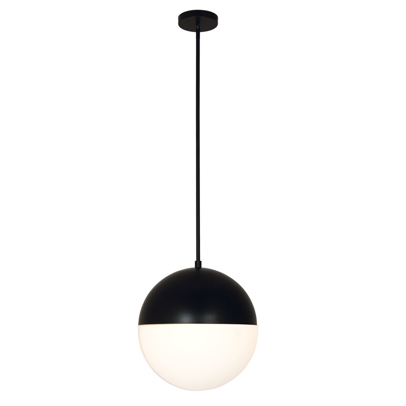 LED Pendant from the Ion Collection in Matte Black Finish by Justice Designs