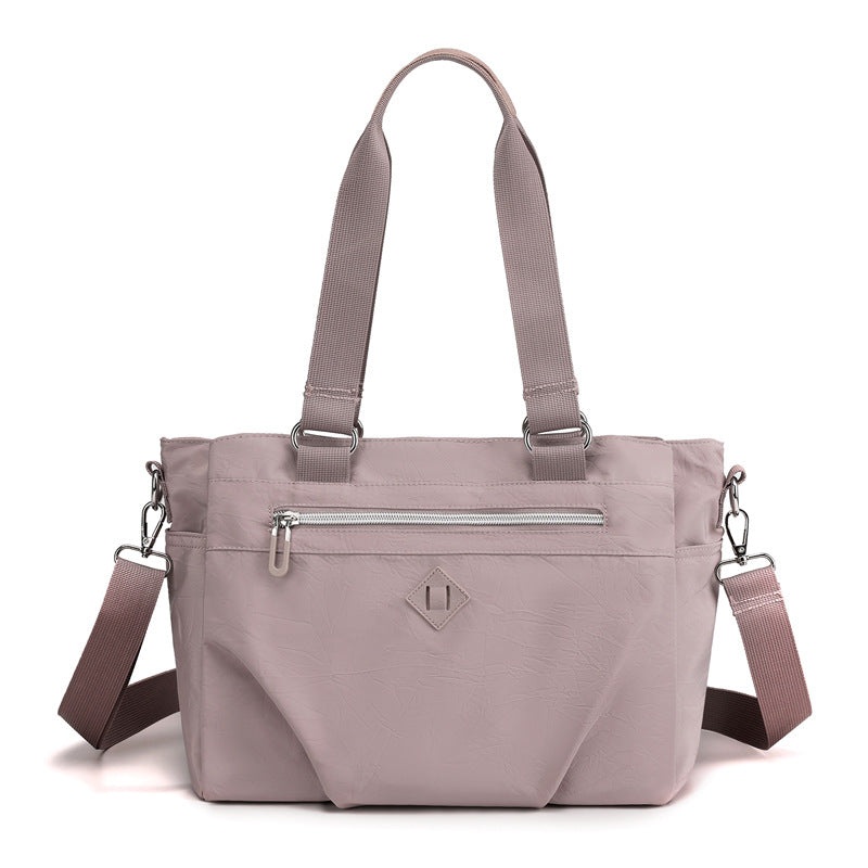 Light Purple Versatile Water-Repellent Nylon Tote Bag – Lightweight Multi-Pocket Shoulder & Crossbody Handbag