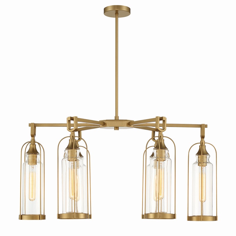 Six Light Outdoor Chandelier from the Yasmin Collection in Aged gold Finish by Eurofase