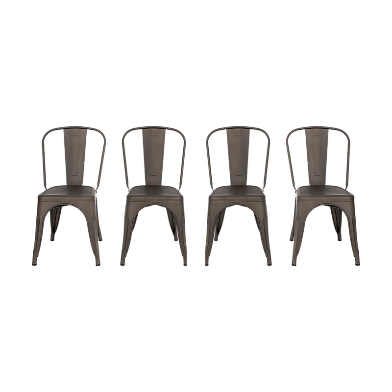 4x Kitchen Dining Chairs Stackable Vintage Metal Chair Backrest Side Chair