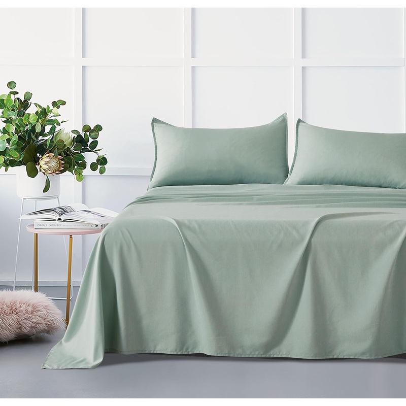 Bamboo Microfibre Sheet Set – Sage Green – King Single