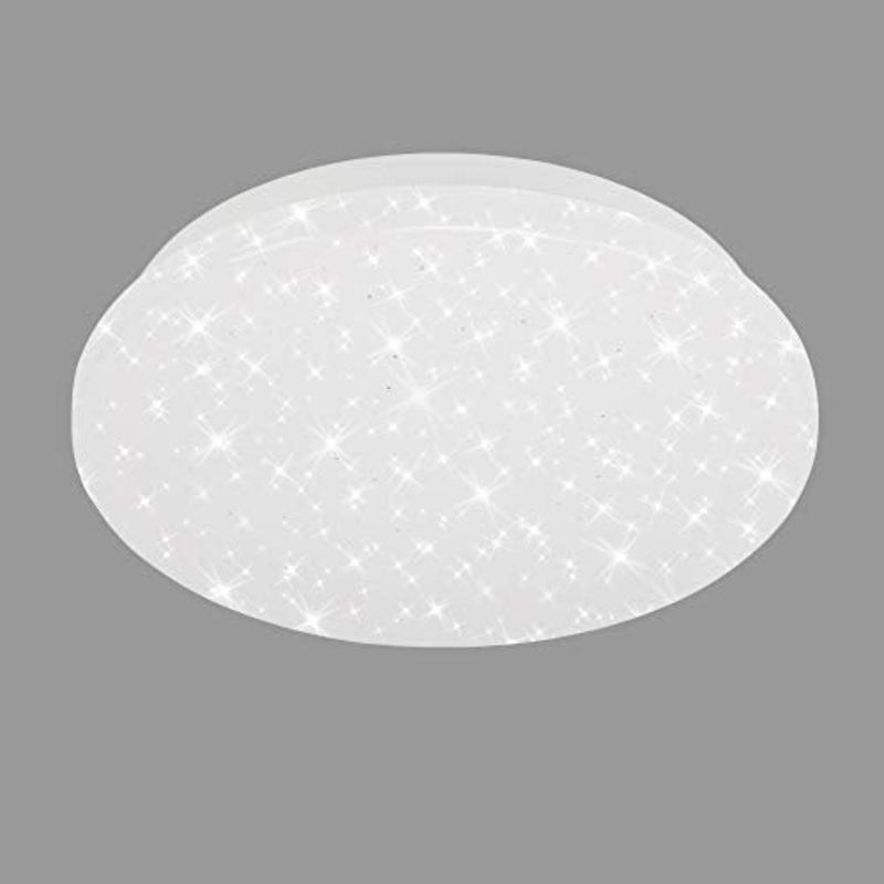 Briloner Leuchten – Plafoniera LED 3388-016, fantasia a stelle, Luce bianca 4000K, LED integrati 8W 900Lm, 22cm, Lampadario per camera o soggiorno, Lampada da soffitto bianca rotonda, plastica