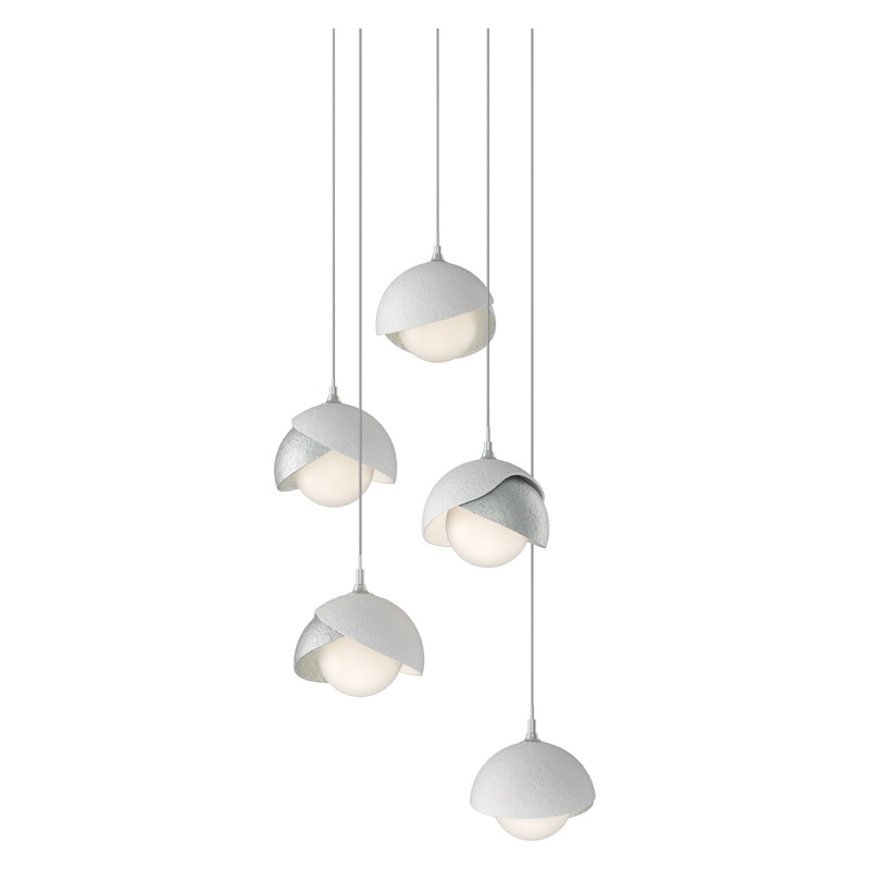 Brooklyn 5-Light Double Shade Pendant Vintage Platinum White