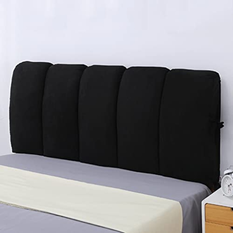 Fodera Per Testiera Da Letto Peluche Corto/Coperchio Della Testata Letto Cuscino Da Lettura Seta Cotone Imbottitura Matrimoniale King Protezione Per Schienale Copertura Lavabile,Black-180x60cm