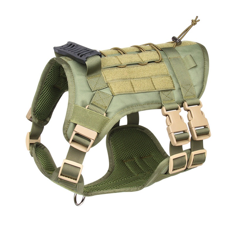 Green Tactical Dog Training Harness – Adjustable Vest for Training and Walking – S