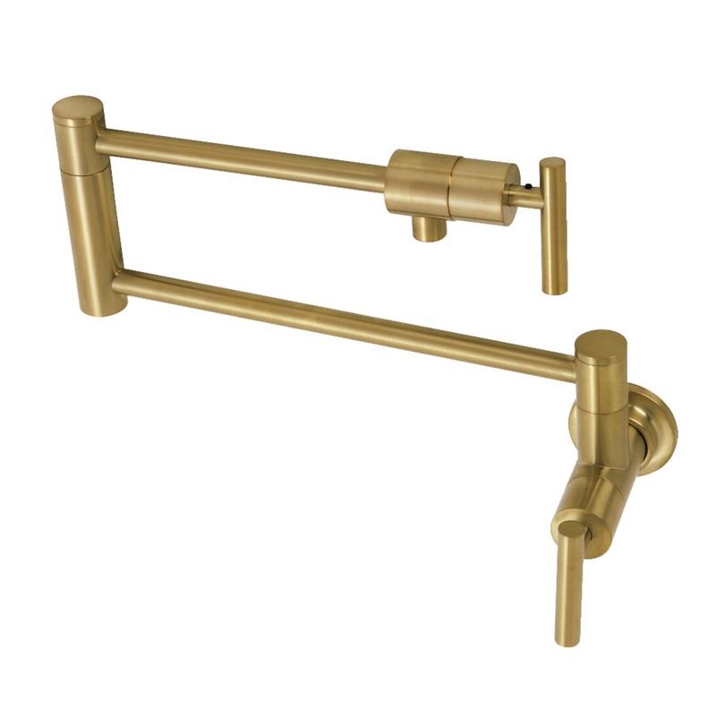 Kingston Brass KS4107CML Manhattan Wall Mount Pot Filler, Brushed Brass