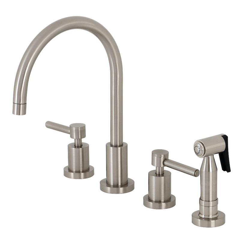 Kingston Brass KS8728DLBS 8″ Widespread Kitchen Faucet with Brass Sprayer, Brushed Nickel