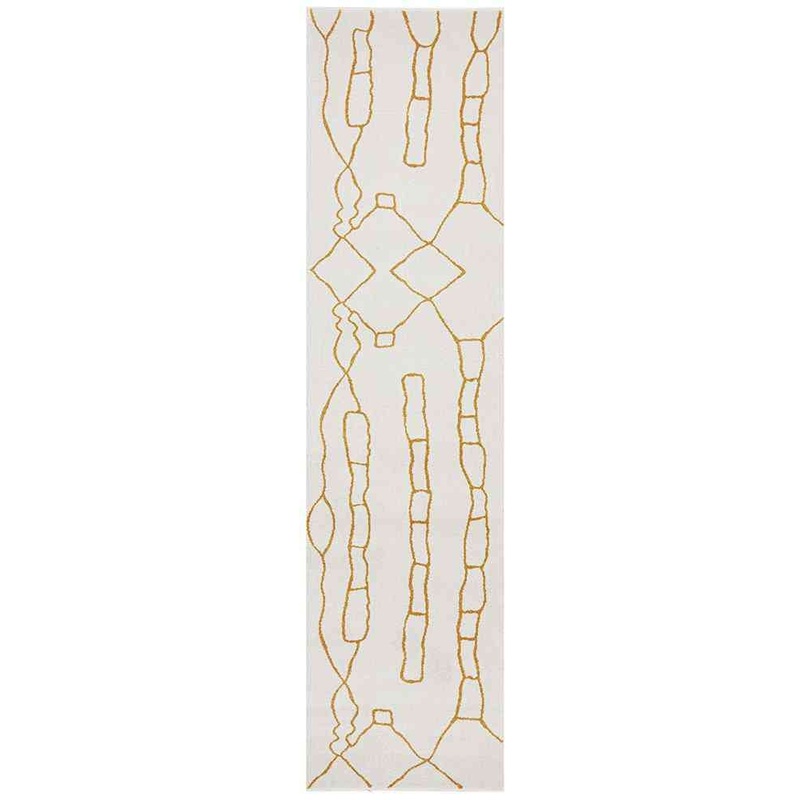 Paradise Runner Amy Gold by Rug Culture – 400X80CM – RUNNER