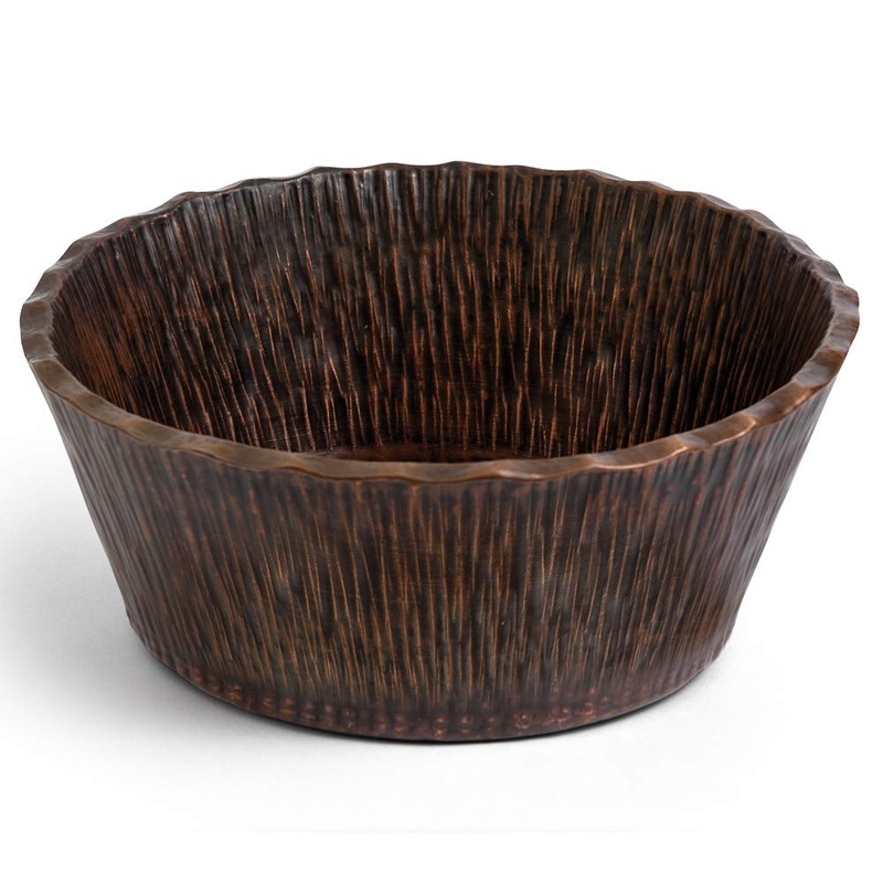 Premier Copper Products PVRTRDB 14.5-Inch Forest Vessel Hammered Copper Sink