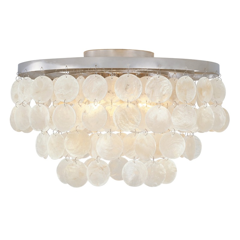 Three Light Flush Mount from the Shelby Collection in Polished Nickel Finish by Capital Lighting