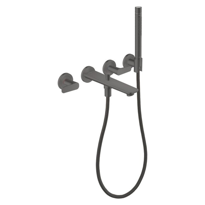 Tub Filler Trim Citterio C 2 Lever Brushed Black Chrome WaterSense 8 Inch Spread Wall Mount 5.3 Gallons per Minute