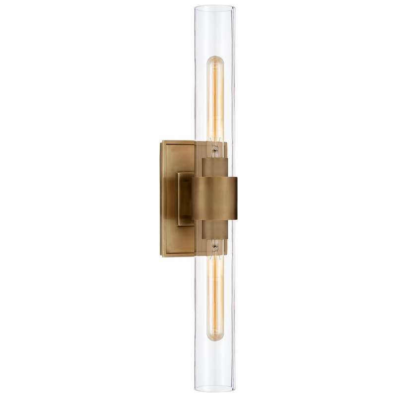 Two Light Wall Sconce from the Presidio Collection in Hand-Rubbed Antique Brass Finish by Visual Comfort Signature