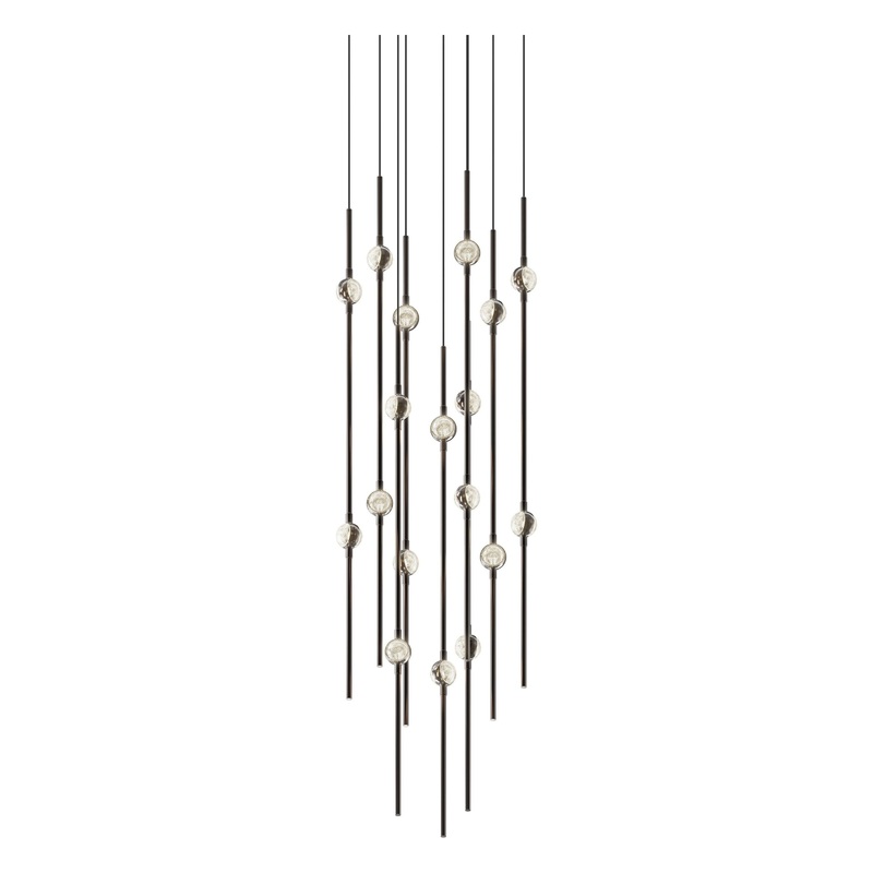 Aries 12″ Round LED Pendant Espresso Black with Clear Faceted Acrylic 2200K 20′ Adjustable Cord