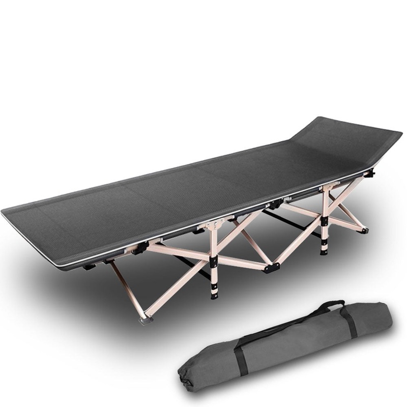 Camping Portable Stretcher Single Foldable Folding Bed Recliner Mat – grey
