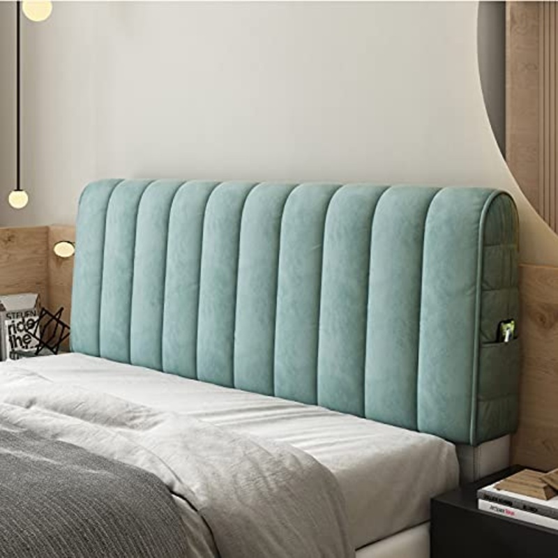 Copritestata Letto Matrimoniale King Morbido Velluto A Rombi Trapuntato Fodera Per Testiera Da Letto Singola Doppia Pelle Legno Stoffa Protezione Schienale Copertura Decorazione,Green-Length:180cm