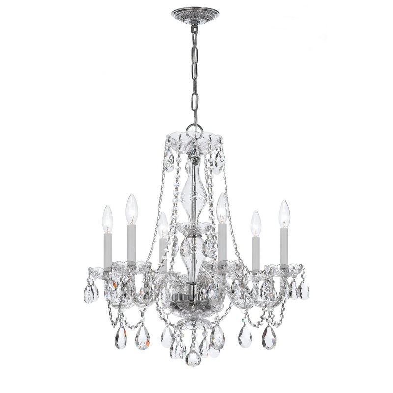 Crystorama 5086-CH-CL-MWP Traditional Crystal Six Light Chandelier Polished Chrome