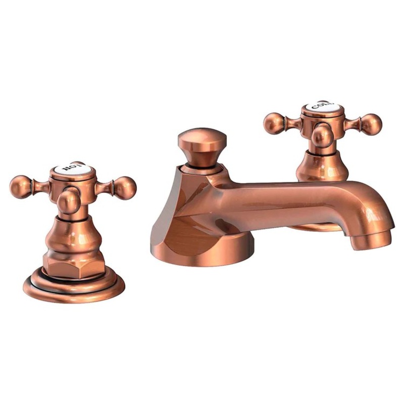 Lavatory Faucet Astor Widespread 8 to 20 Inch Spread 2 Cross ADA Antique Copper 1.2 Gallons per Minute Brass Spout Height 1-7/16 Inch