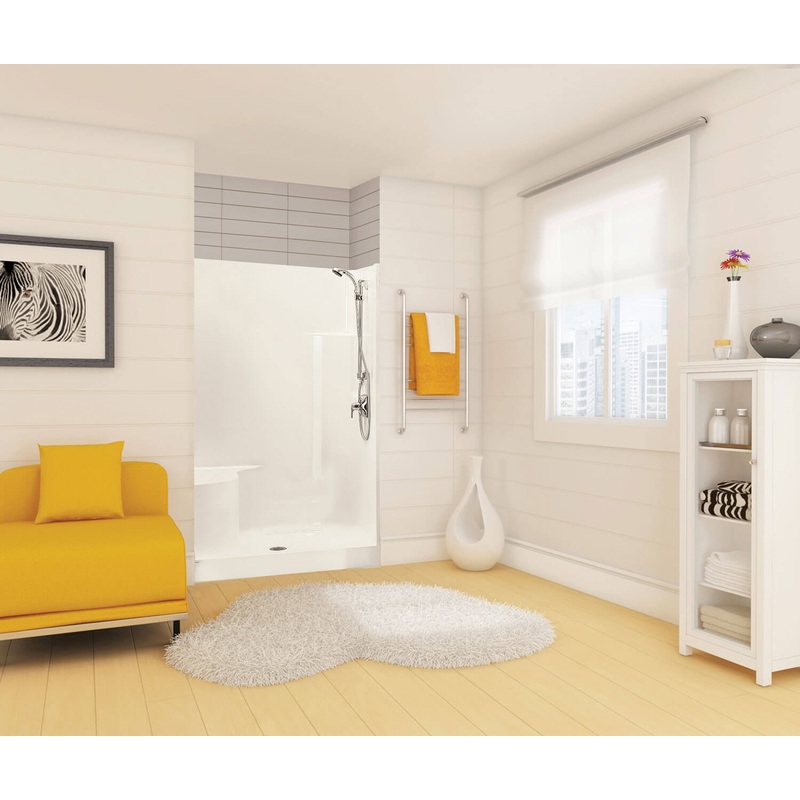 MAAX 100961-000-002-001 Carlton I 48 x 35 AcrylX Alcove Center Drain One-Piece Shower in White