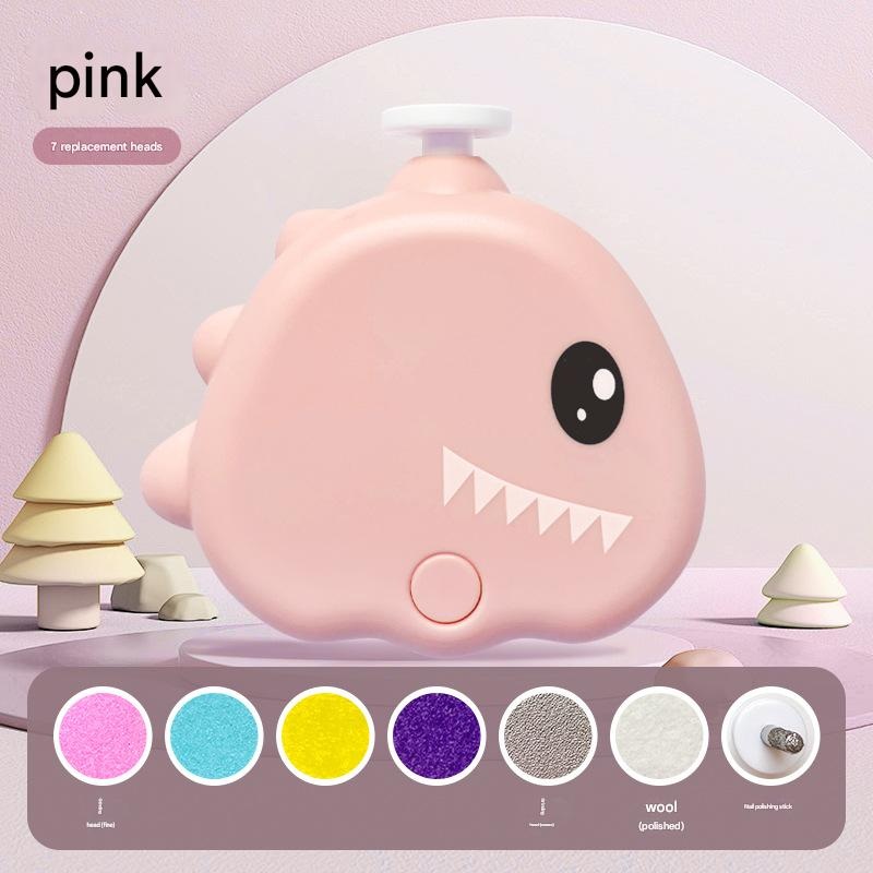 Pink Cute Dinosaur Electric Pet Nail Grinder – 3-Speed, Low Noise, USB-C for Dogs & Cats