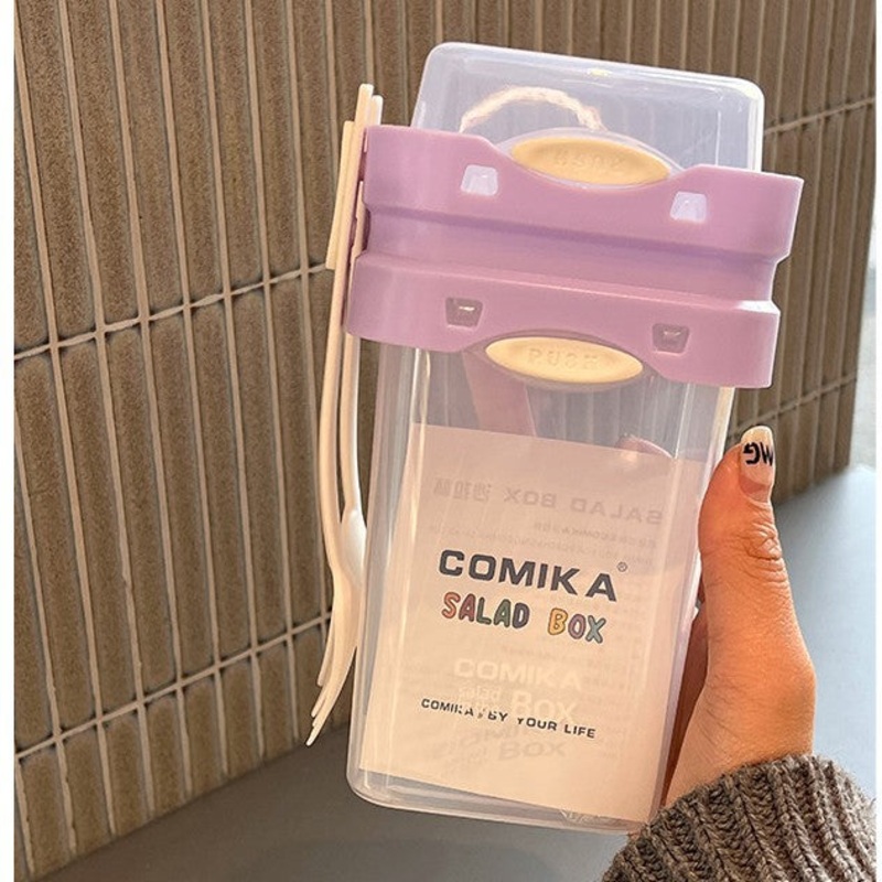 Purple Portable Salad & Breakfast Cup On-the-Go – Dual Compartment Container with Spork