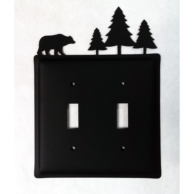 Village Wrought Iron ESS-83 Double Bear & Pine Trees Switch Cover Double