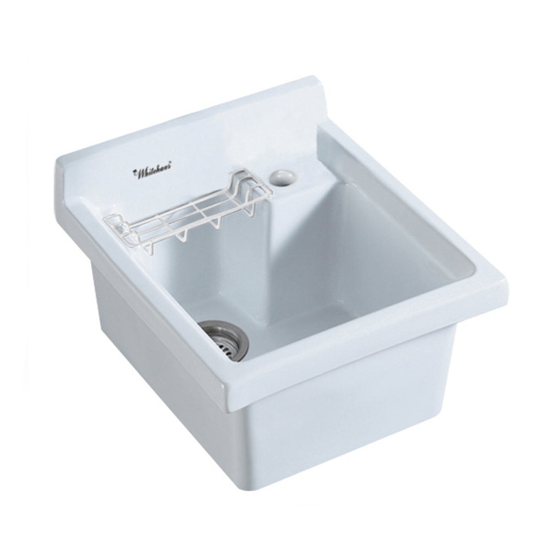 Vitreous China Single Bowl, Drop-in Sink with Wire Basket and 3  Inch Off Center Drain