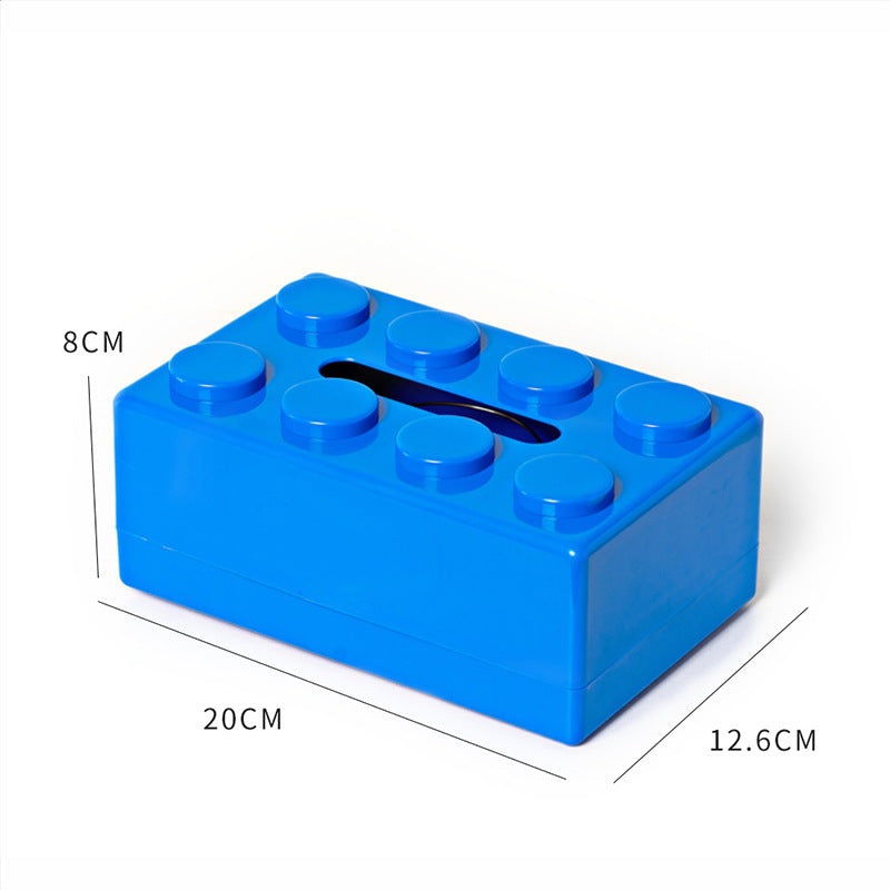 Blue 2 Pcs Creative Building Block Tissue Box Holder – Wall-Mounted & Desktop Dispenser for Bathroom, Kids Room & Office Decor