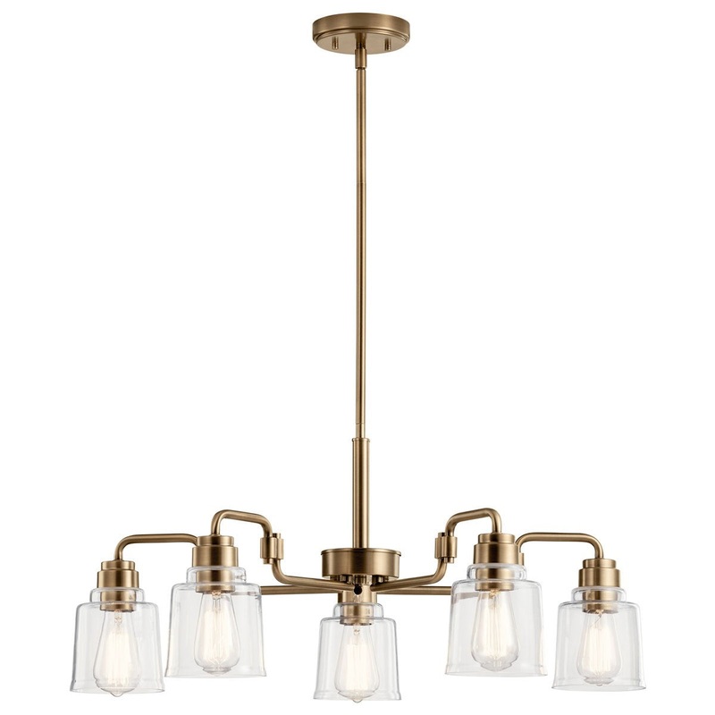 Kichler 52398WBR Five Light Chandelier, Weathered Brass