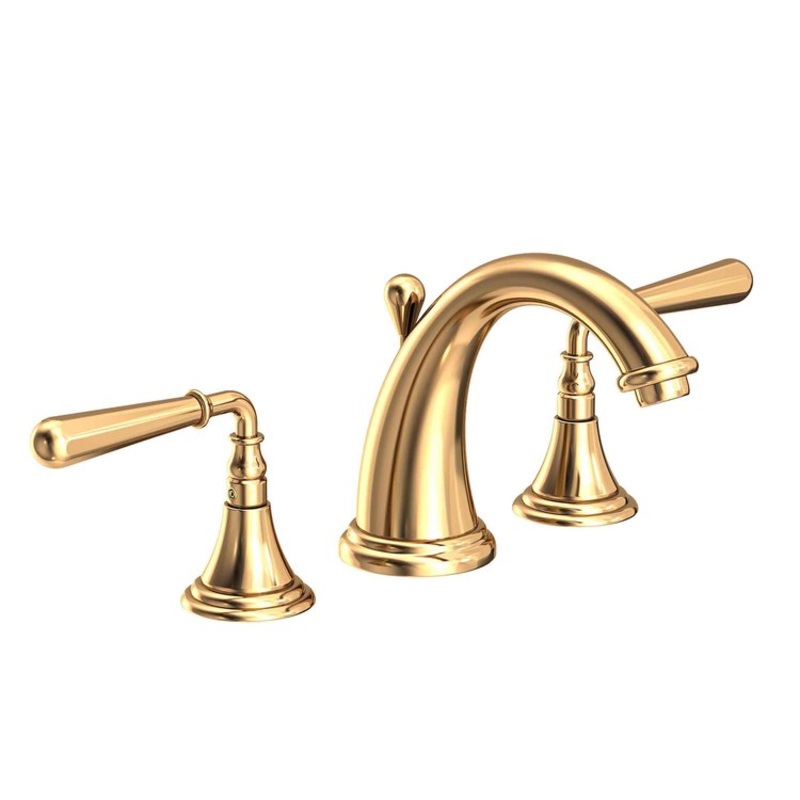 Lavatory Faucet Bevelle Widespread 8 to 20 Inch Spread 2 Lever ADA Polished Brass Uncoated Living 1.2 Gallons per Minute Brass Spout Height 4-1/8 Inch