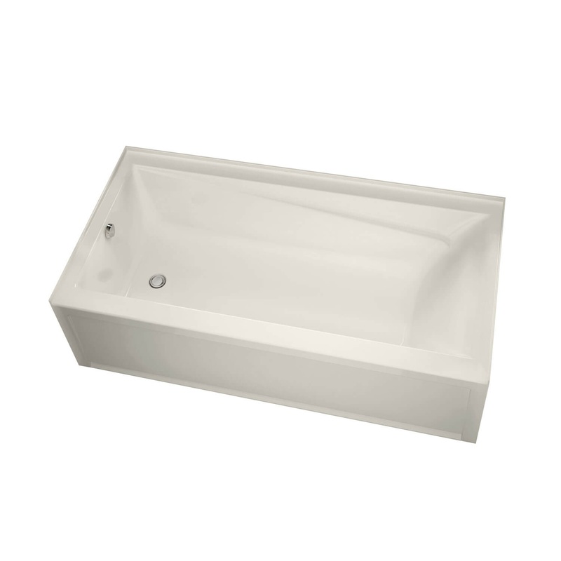 MAAX 106183-003-007-001 Exhibit 7236 IFS Acrylic Alcove Left-Hand Drain Whirlpool Bathtub in Biscuit