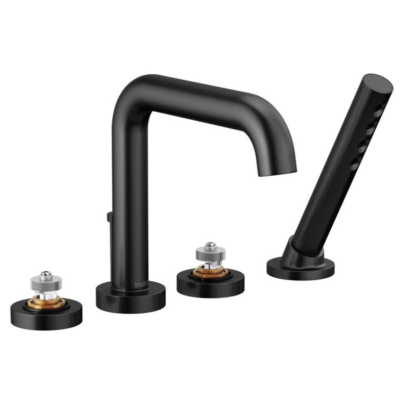 Roman Tub Trim Litze with Handshower Less Handle Matte Black WaterSense ADA 9-16 Inch Spread 4 Hole Single Function Wand 14.0 Gallons per Minute