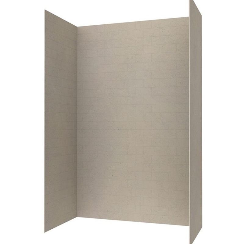 Shower Wall Kit Metro Subway Tile Glue Up 62 x 32 x 96 Inch Limestone Swanstone