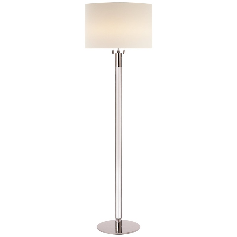Two Light Floor Lamp from the Riga Collection in Polished Nickel With Clear Glass Finish by Visual Comfort Signature