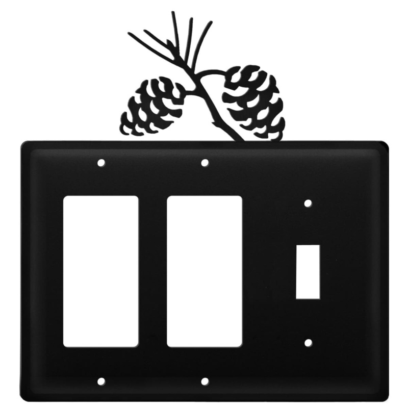 Village Wrought Iron EGGS-89 Triple Pinecone Double GFI and Single Switch Cover CUSTOM Product